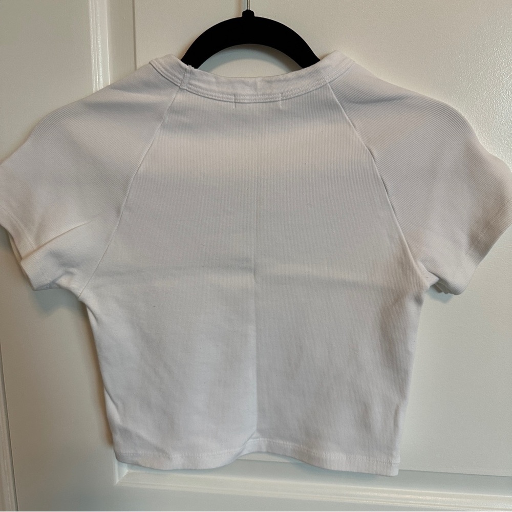 MADHAPPY ARTWORK PROGRAM BABY DOLL TEE white with blue letters - Picture 3 of 5